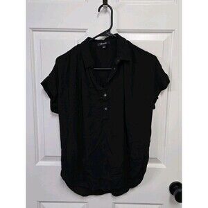 Madewell Central Drapey Popover Shirt Womens Size S Black Oversized Tunic Flowy
